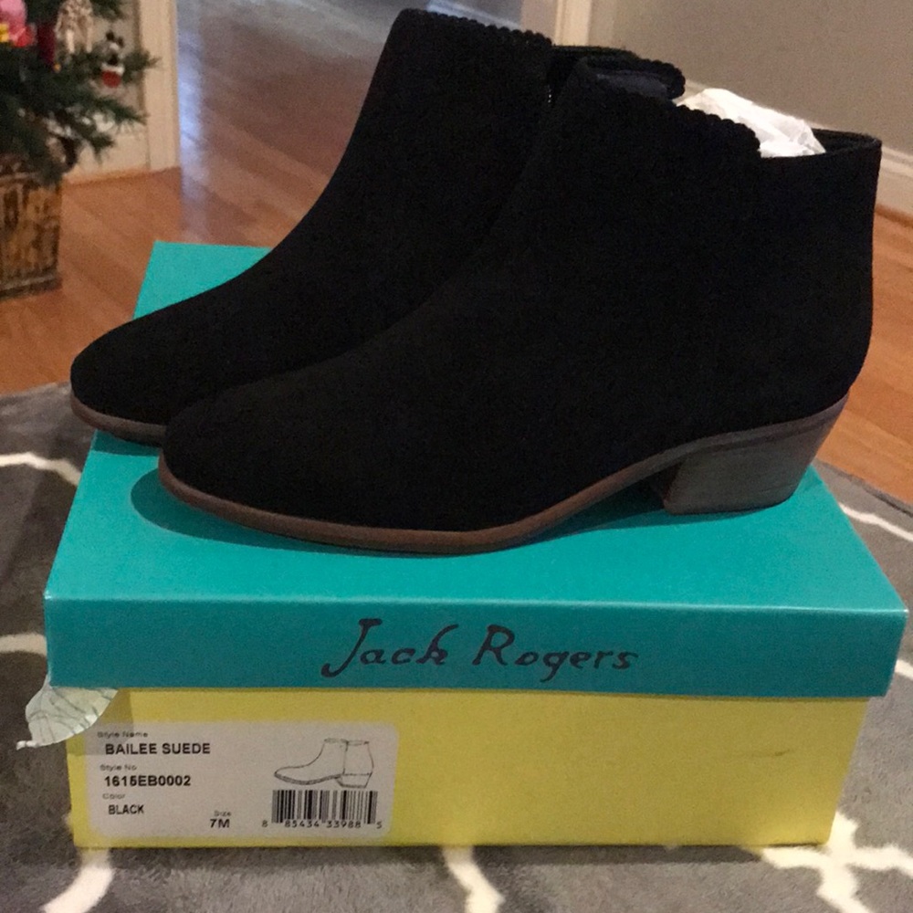 Jack Rogers Bailee suede bootie, 7m black, NIB